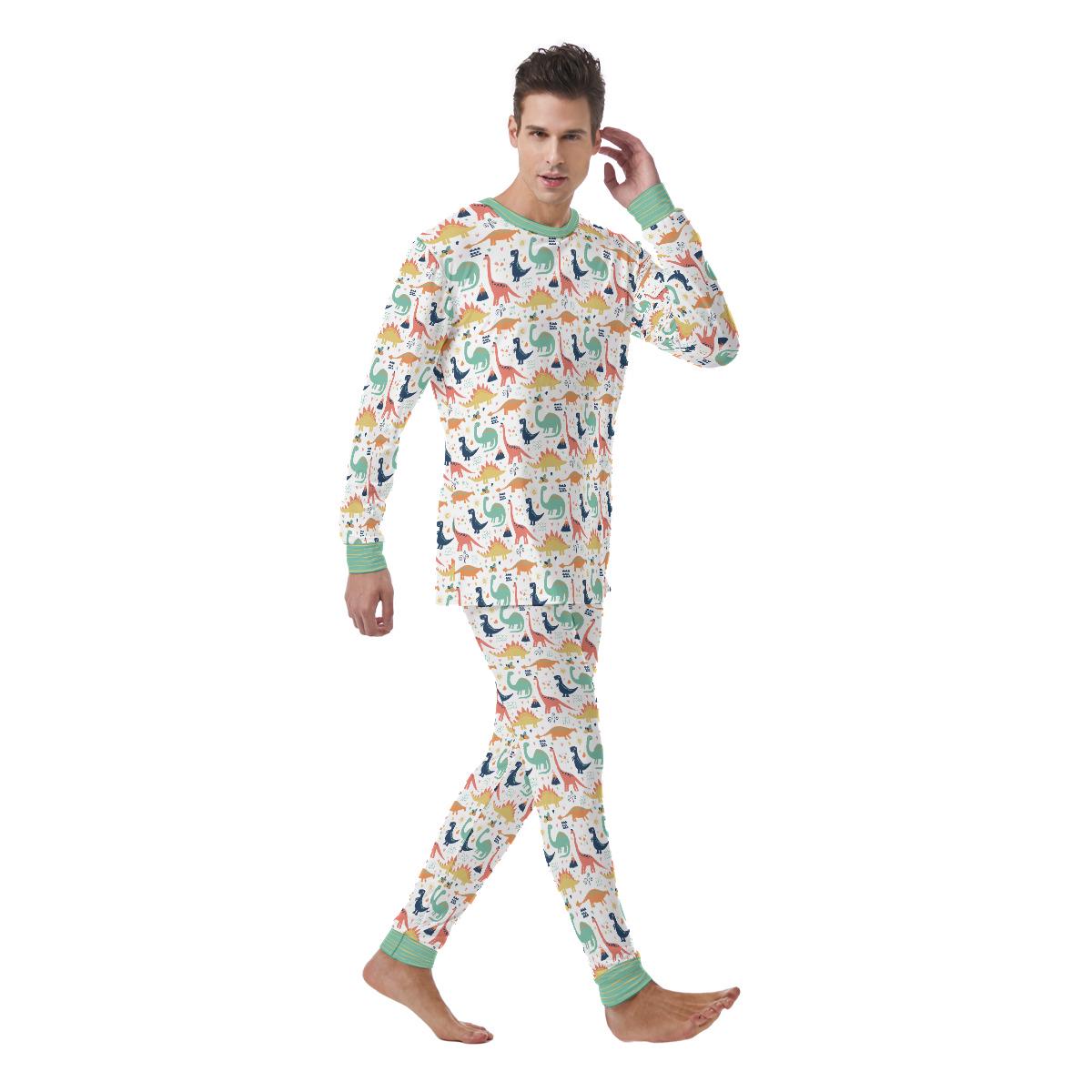 Full-Print Dino Safari ABDL Pajama Set | Soft Stretch Matching Adult Sleepwear