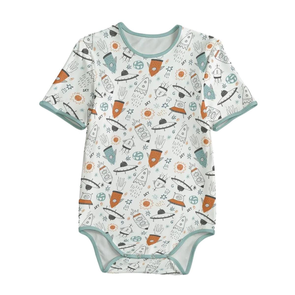 Adult Onesie ABDL, Space Bodysuit, Adult Baby Onesie, Little Space Clothing, Rocket Print Romper, Kawaii Bodysuit, ABDL Gift