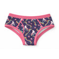 ABDL adult briefs featuring a retro roller skate print with rainbow trails and disco balls on dark purple fabric with pink trim