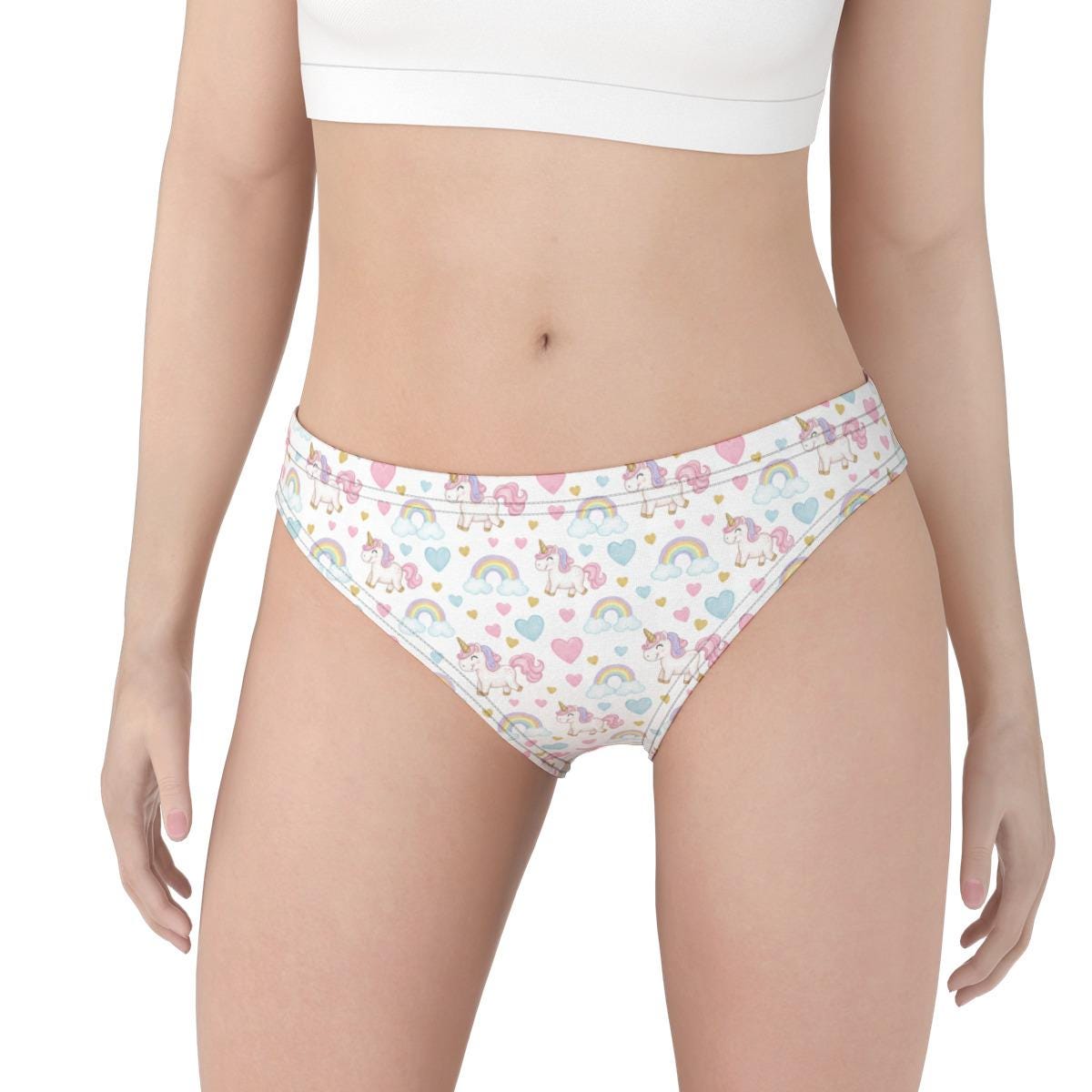 ABDL Unicorn Panties for Women, Adult Baby Underwear, Cute Rainbow Briefs, Pastel Women's Underwear, Soft Stretch Panties, S-5XL
