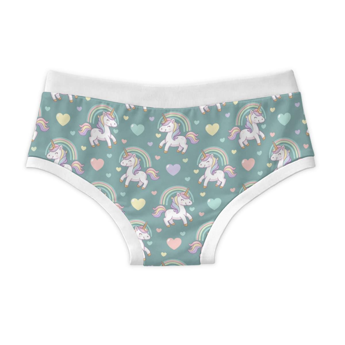 Adult Unicorn Briefs, 100% Cotton Underwear, Teal Unicorn Kawaii Briefs, Cute Rainbow Underwear, ABDL Clothing, Adult Baby Briefs, S-3XL