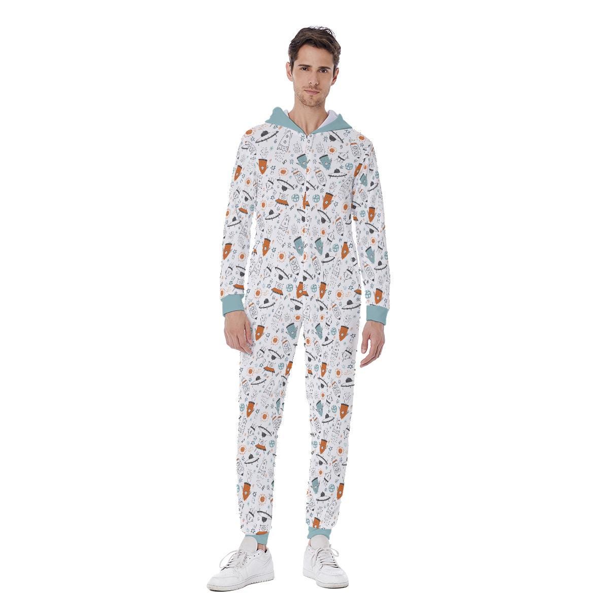 ABDL Adult Onesie for Men, Hooded Jumpsuit Pajamas, Adult Baby One Piece, Zipper Onesie, Little Space Sleepwear, Diaper Lover Outfit