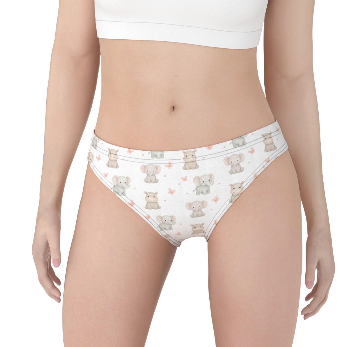 ABDL Elephant Panties for Women, Adult Baby Underwear, Cute Elephant Briefs, Kawaii Women's Underwear, Soft Stretch Panties, S-5XL