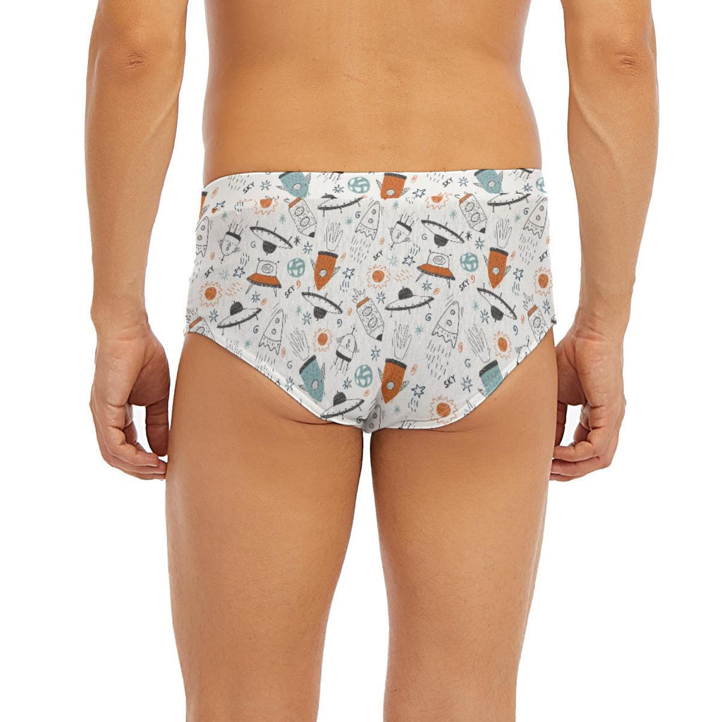 ABDL Men's Space Underwear, Adult Baby Rocket Briefs, Diaper Lover Low Rise Underwear, Cute Space Print, ABDL Clothing, Men's Briefs