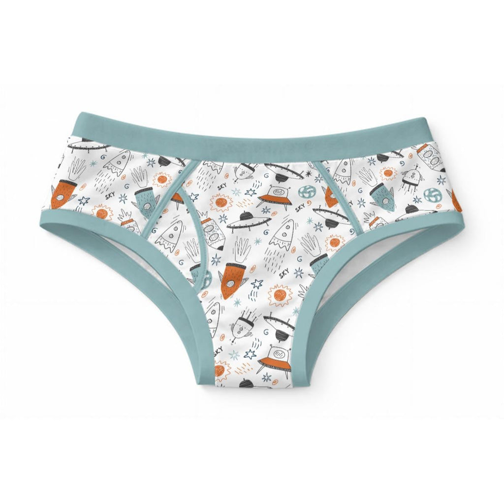 ABDL Rocket Briefs for Adults, 100% Cotton Men's Underwear, Space UFO Print, Adult Baby Underwear, Cute Novelty Briefs