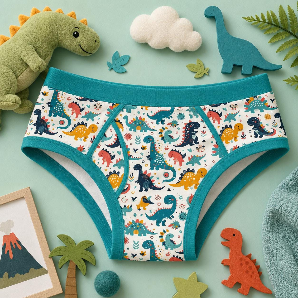 Dinosaur Adult Briefs – Cute Dino Print Underwear, ABDL Diaper Cover, Playful Dinosaur Panties, Kawaii Adult Briefs