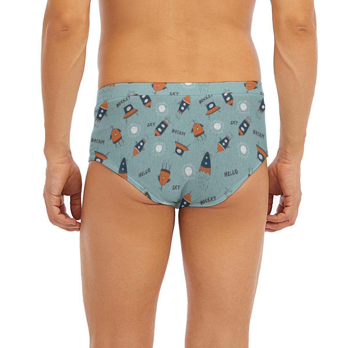 ABDL Men's Rocket Underwear, Adult Baby Briefs, Diaper Lover Low Rise Briefs, Cute Space Underwear, ABDL Clothing, Men's Underwear S-5XL