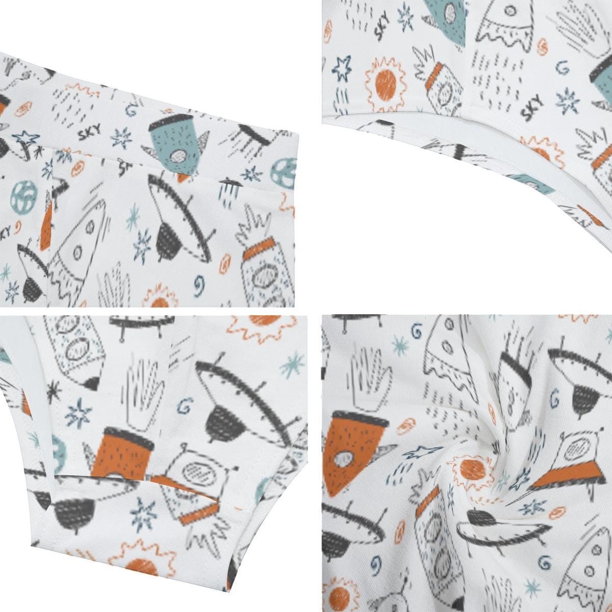 ABDL Men's Space Underwear, Adult Baby Rocket Briefs, Diaper Lover Low Rise Underwear, Cute Space Print, ABDL Clothing, Men's Briefs