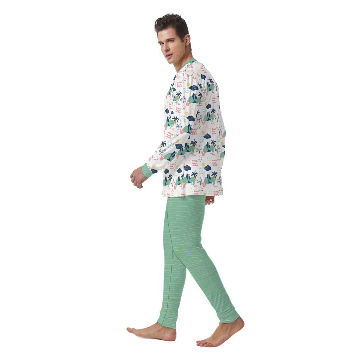 Playful Dinosaurs & Palms Adult ABDL Pajama Set | Soft Stretch Two-Piece Sleepwear