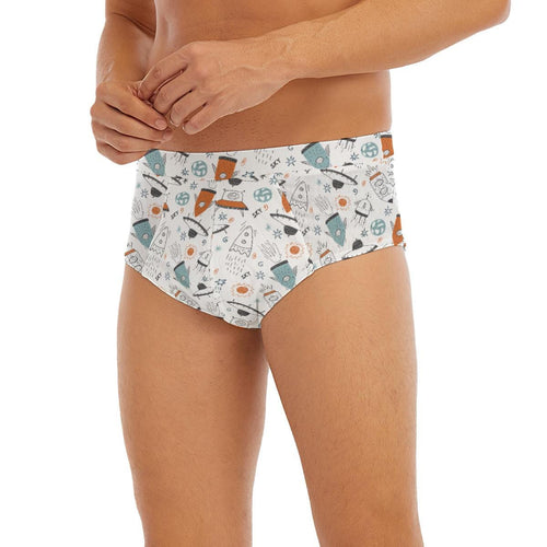 ABDL Men's Space Underwear, Adult Baby Rocket Briefs, Diaper Lover Low Rise Underwear, Cute Space Print, ABDL Clothing, Men's Briefs