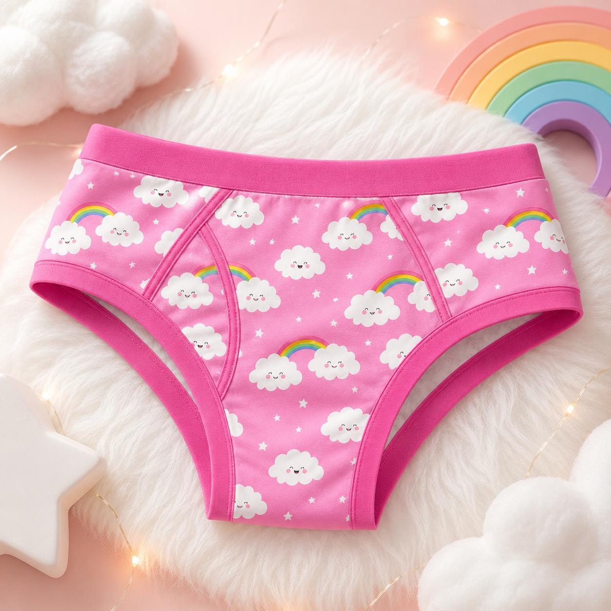 Adult ABDL Rainbow Underwear | 100% Cotton Rainbow Briefs | Cute Cloud & Rainbow Print | ABDL Briefs | Adult Baby Underwear
