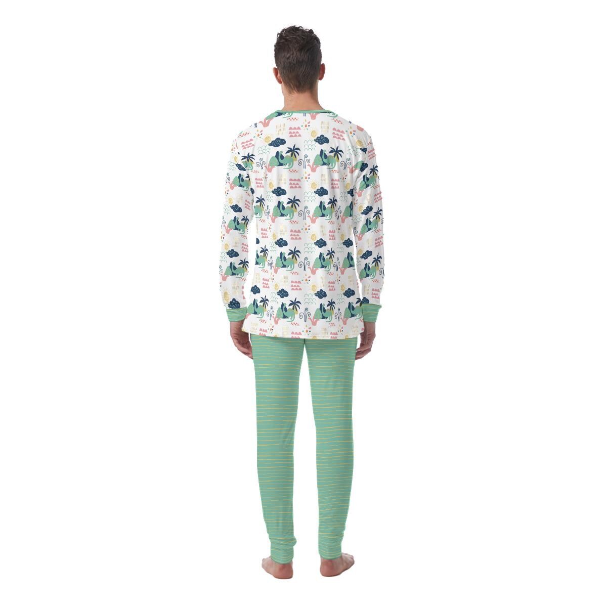 Playful Dinosaurs & Palms Adult ABDL Pajama Set | Soft Stretch Two-Piece Sleepwear