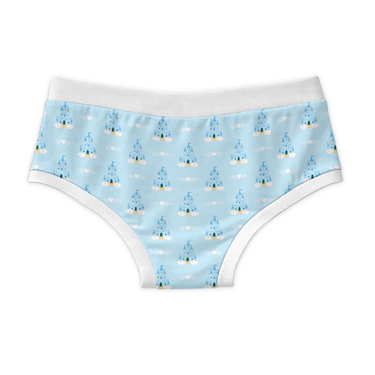 Blue Castle Briefs for Men, 100% Cotton Men's Underwear, Cute Fairytale Novelty Briefs, Princess Castle Underwear, ABDL Adult Baby Briefs