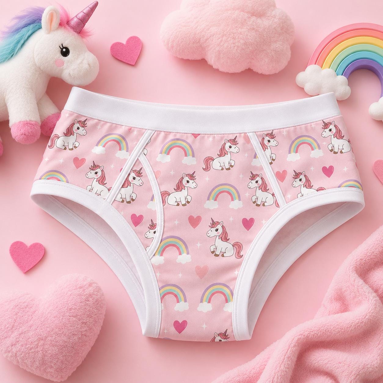 Adult Unicorn Briefs, 100% Cotton Underwear, Pink Unicorn Kawaii Briefs, Cute Rainbow Underwear, ABDL Clothing, Adult Baby Briefs, S-3XL