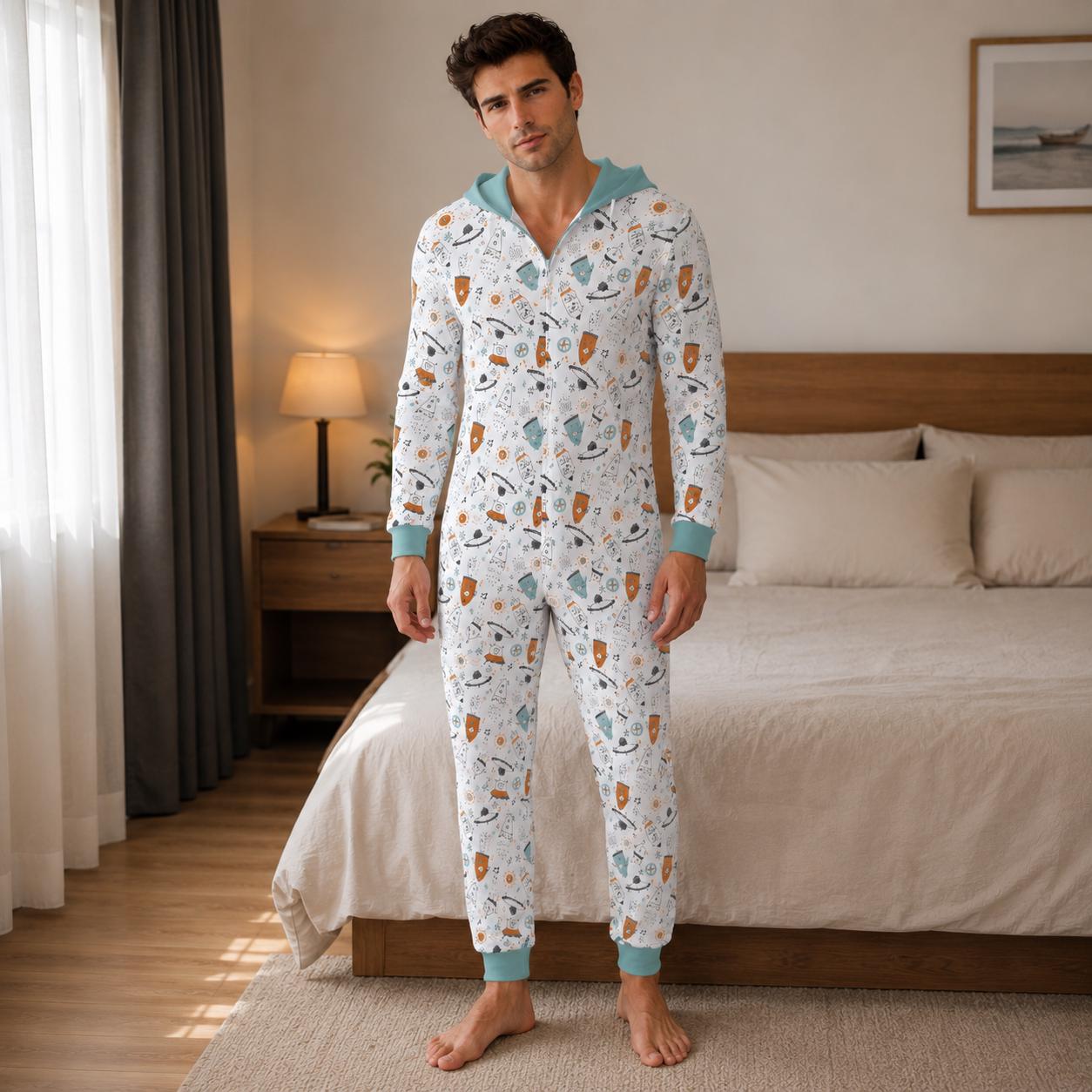 ABDL Adult Onesie for Men, Hooded Jumpsuit Pajamas, Adult Baby One Piece, Zipper Onesie, Little Space Sleepwear, Diaper Lover Outfit