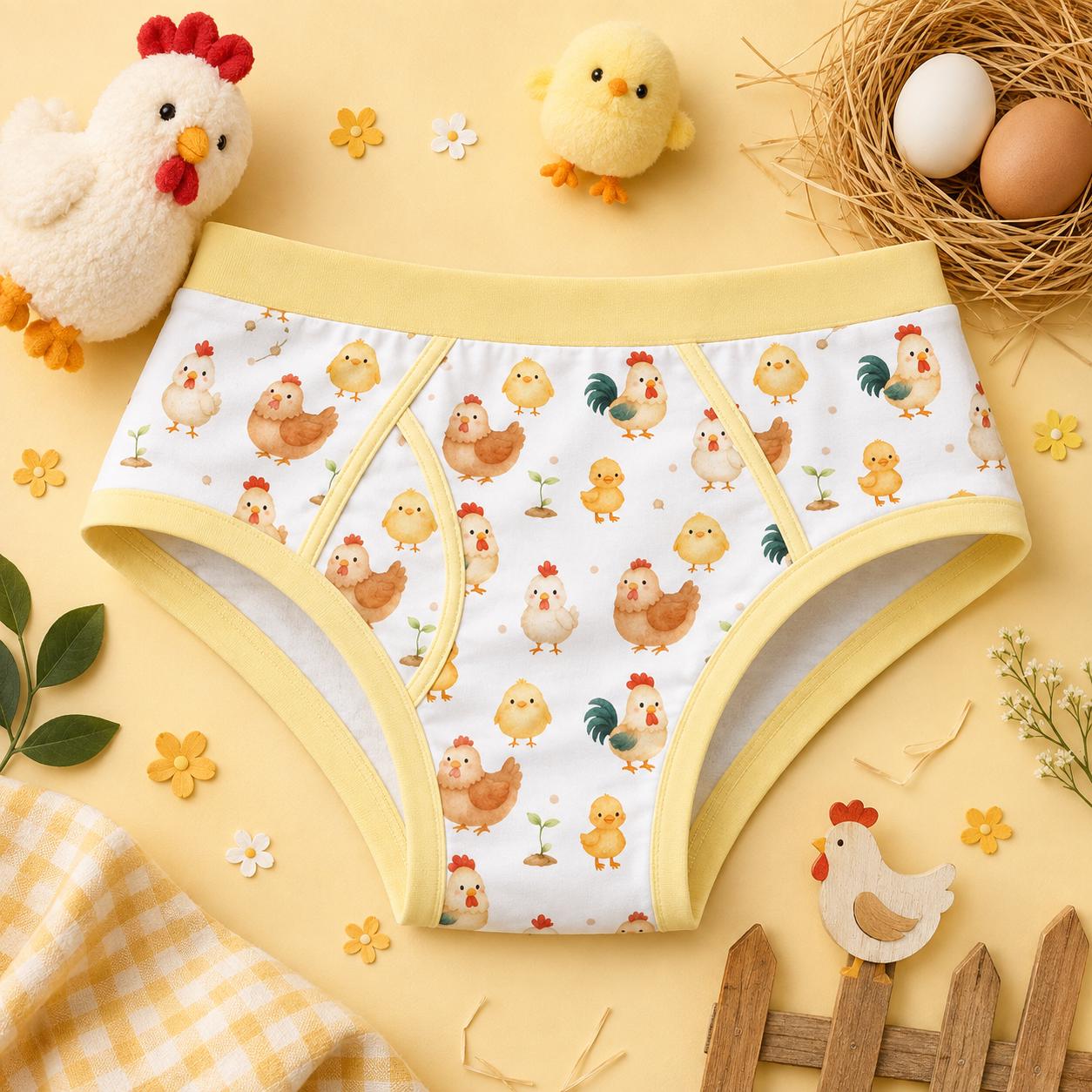 Adult Chicken Print Brief Underwear, Cute Farm Animal Men’s Briefs, ABDL Adult Diaper Alternative, Kawaii Rooster Underwear, Playful Novelty