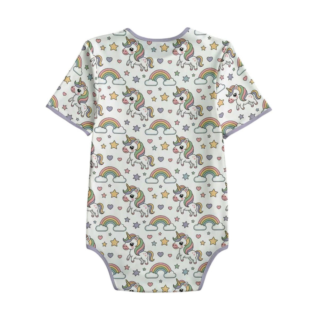 Adult Unicorn Bodysuit, ABDL Adult Baby Onesie, Rainbow Unicorn Romper, Cute Short Sleeve Bodysuit, Adult Baby Clothing