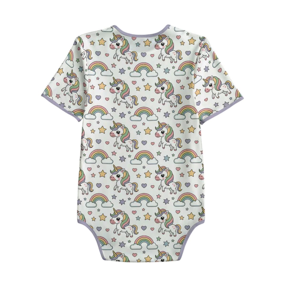 Adult Unicorn Bodysuit, ABDL Adult Baby Onesie, Rainbow Unicorn Romper, Cute Short Sleeve Bodysuit, Adult Baby Clothing