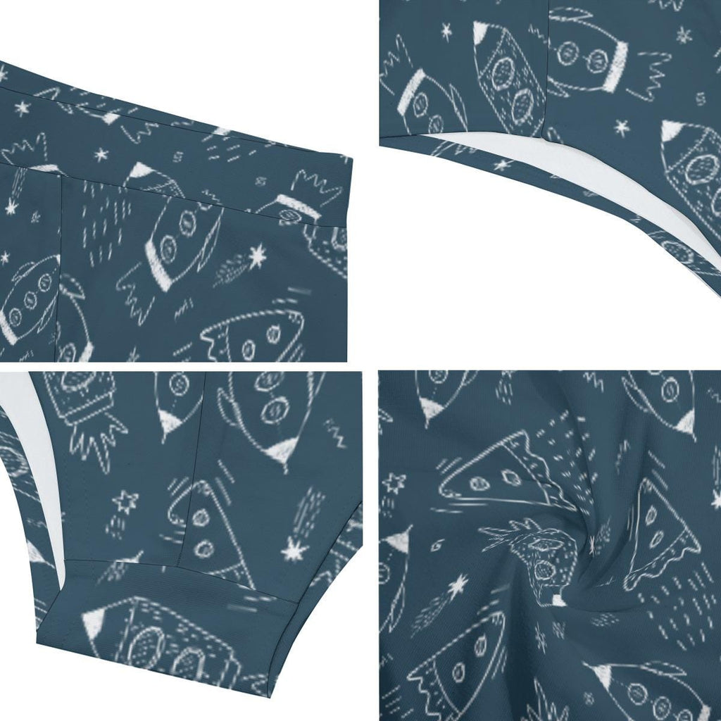 ABDL Rocket Print Men's Briefs, Low Rise Adult Baby Underwear, Cute Space Print Briefs, DL Lingerie, Comfy Stretch Underwear