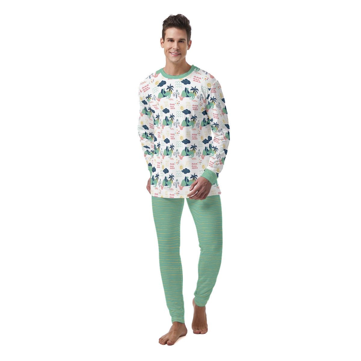 Playful Dinosaurs & Palms Adult ABDL Pajama Set | Soft Stretch Two-Piece Sleepwear