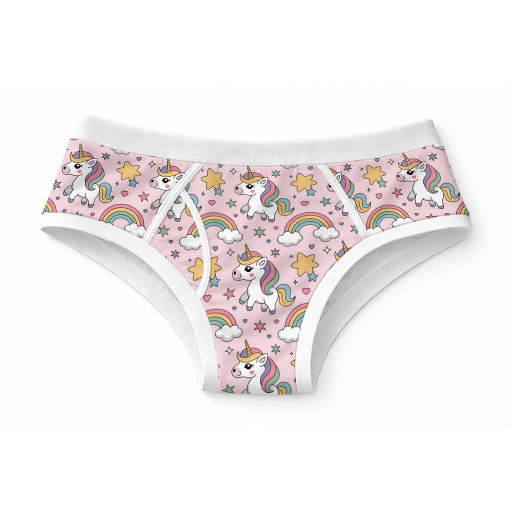 Pink Unicorn Briefs for Men, 100% Cotton Men's Underwear, Cute Rainbow Unicorn Briefs, Pastel Novelty Underwear, ABDL Adult Baby Briefs