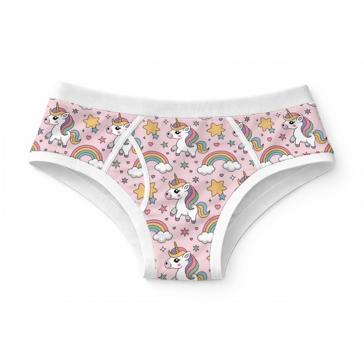 Pink Unicorn Briefs for Men, 100% Cotton Men's Underwear, Cute Rainbow Unicorn Briefs, Pastel Novelty Underwear, ABDL Adult Baby Briefs