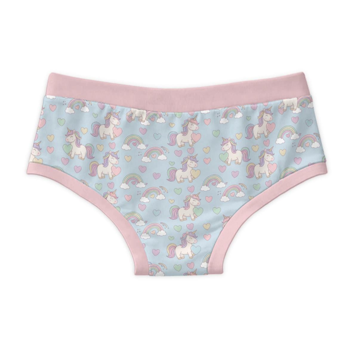 Pastel Unicorn Underwear for Adults, Rainbow Kawaii Briefs, Cute Cotton Panties, Whimsical Adult Underwear, ABDL Clothing, S-3XL